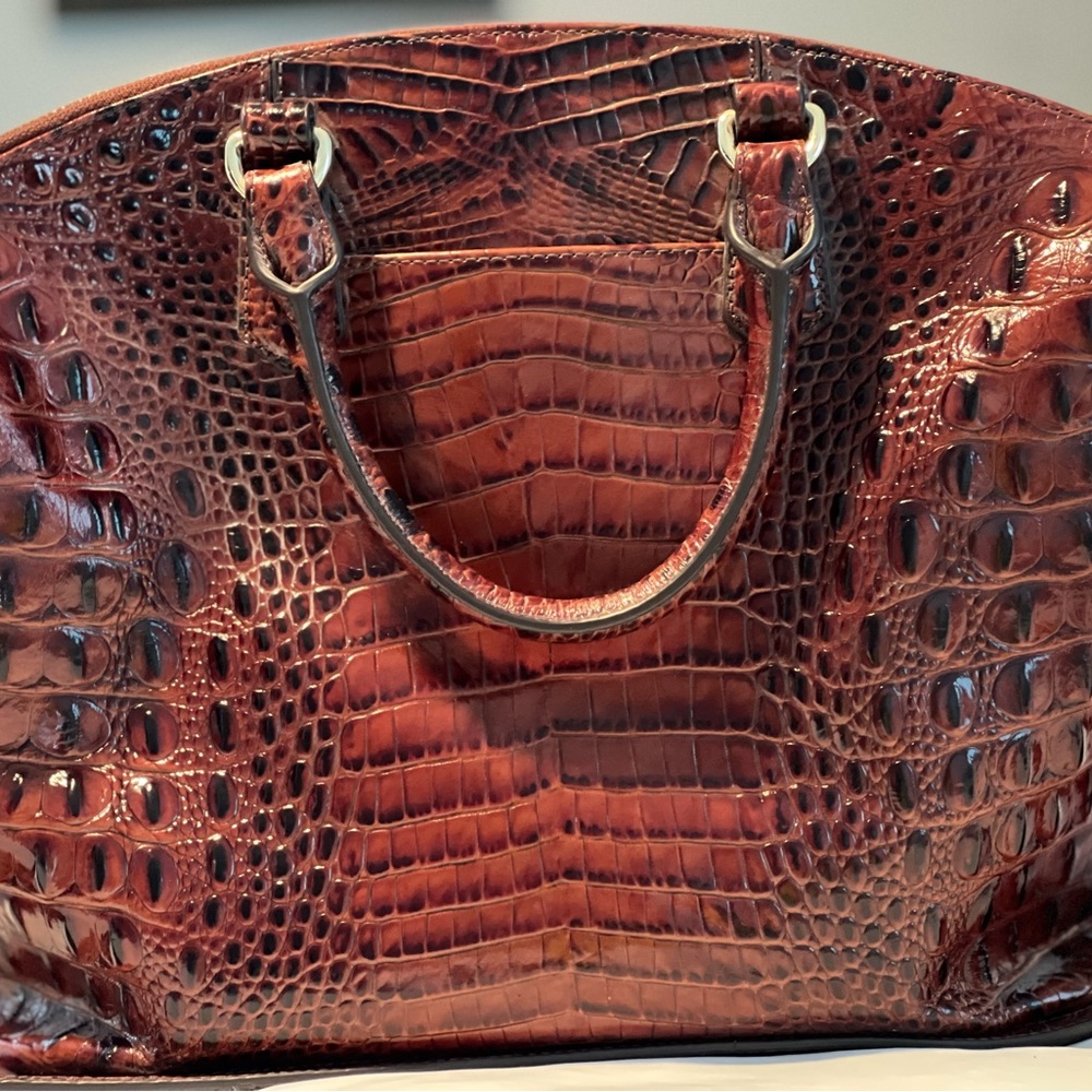 Brahmin Crocodile-Embossed Red Shoulder Bag - Picture 3 of 5